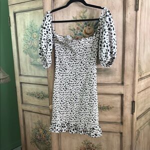 Elegant Black and White Animal Print Dress